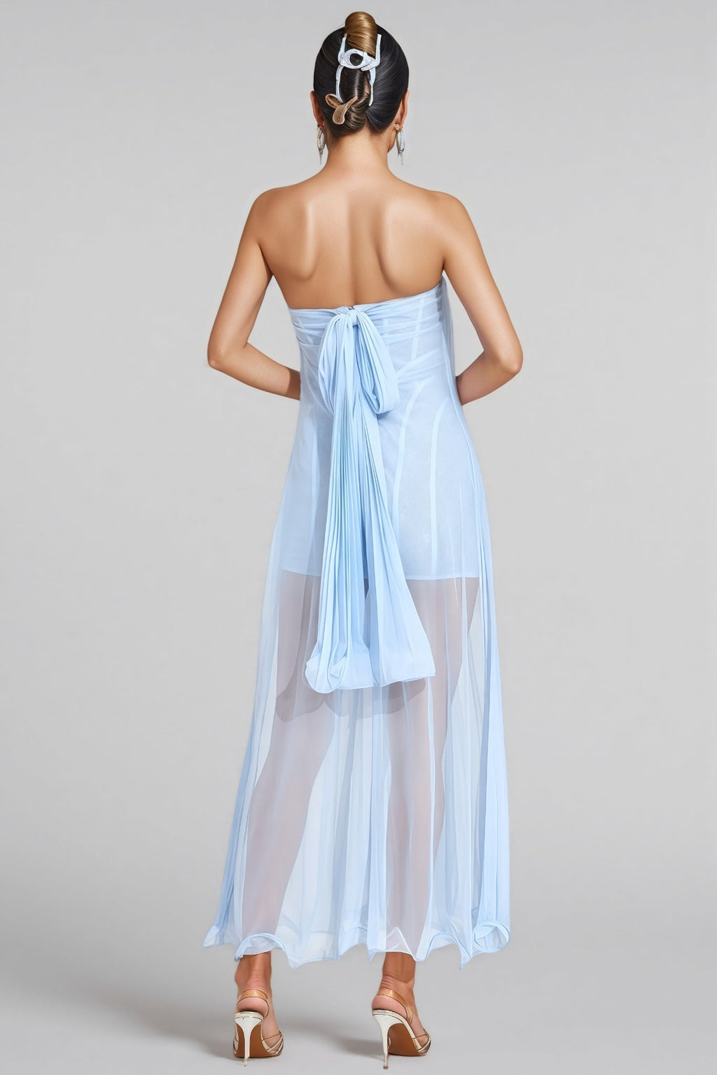 Nick Blue Mesh Midi Dress
