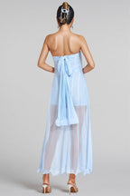 Nick Blue Mesh Midi Dress