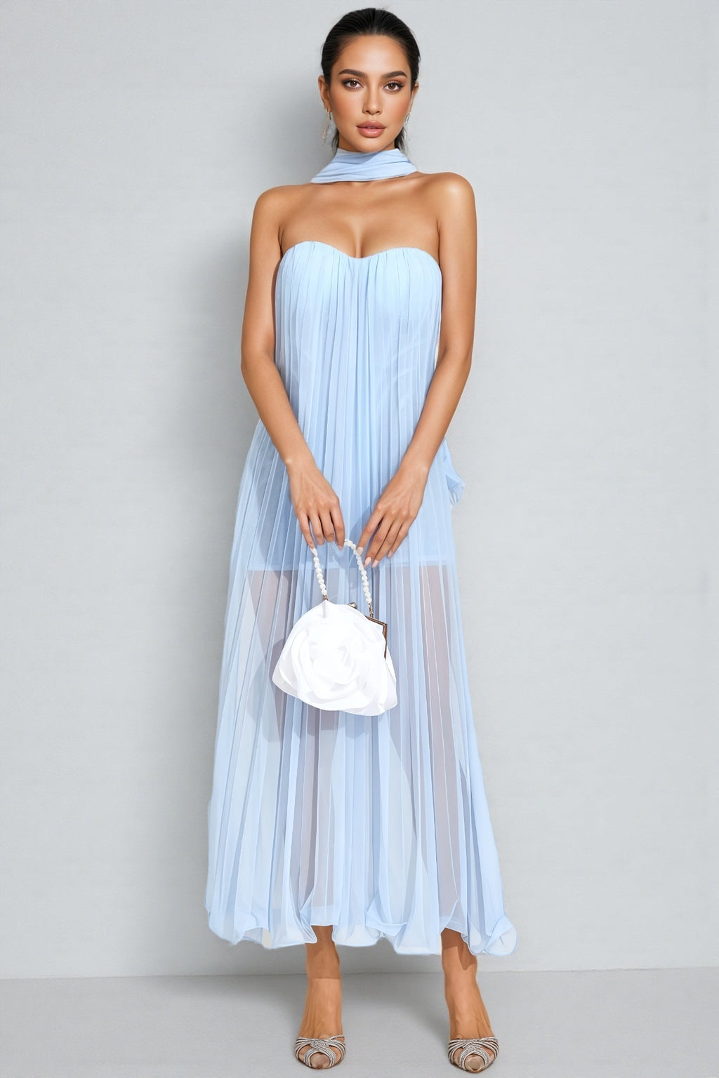 Nick Blue Mesh Midi Dress