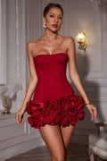 Niaca Strapless Flower Mini Dress