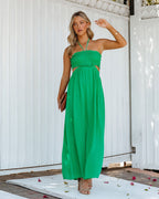 Hit The Beach Smocked Halter Maxi Dress Kelly Green