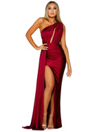 One-Shoulder Satin Hollow Out Party Dress