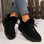 Hot Sale Shoes for Women 2024 New Plush Warm Fashionable Women's Boots Casual Laceup Winter Cotton Shoes Zapatos De Mujer