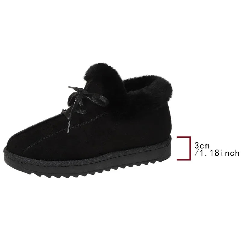 Hot Sale Shoes for Women 2024 New Plush Warm Fashionable Women's Boots Casual Laceup Winter Cotton Shoes Zapatos De Mujer