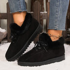 Hot Sale Shoes for Women 2024 New Plush Warm Fashionable Women's Boots Casual Laceup Winter Cotton Shoes Zapatos De Mujer