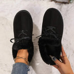 Hot Sale Shoes for Women 2024 New Plush Warm Fashionable Women's Boots Casual Laceup Winter Cotton Shoes Zapatos De Mujer