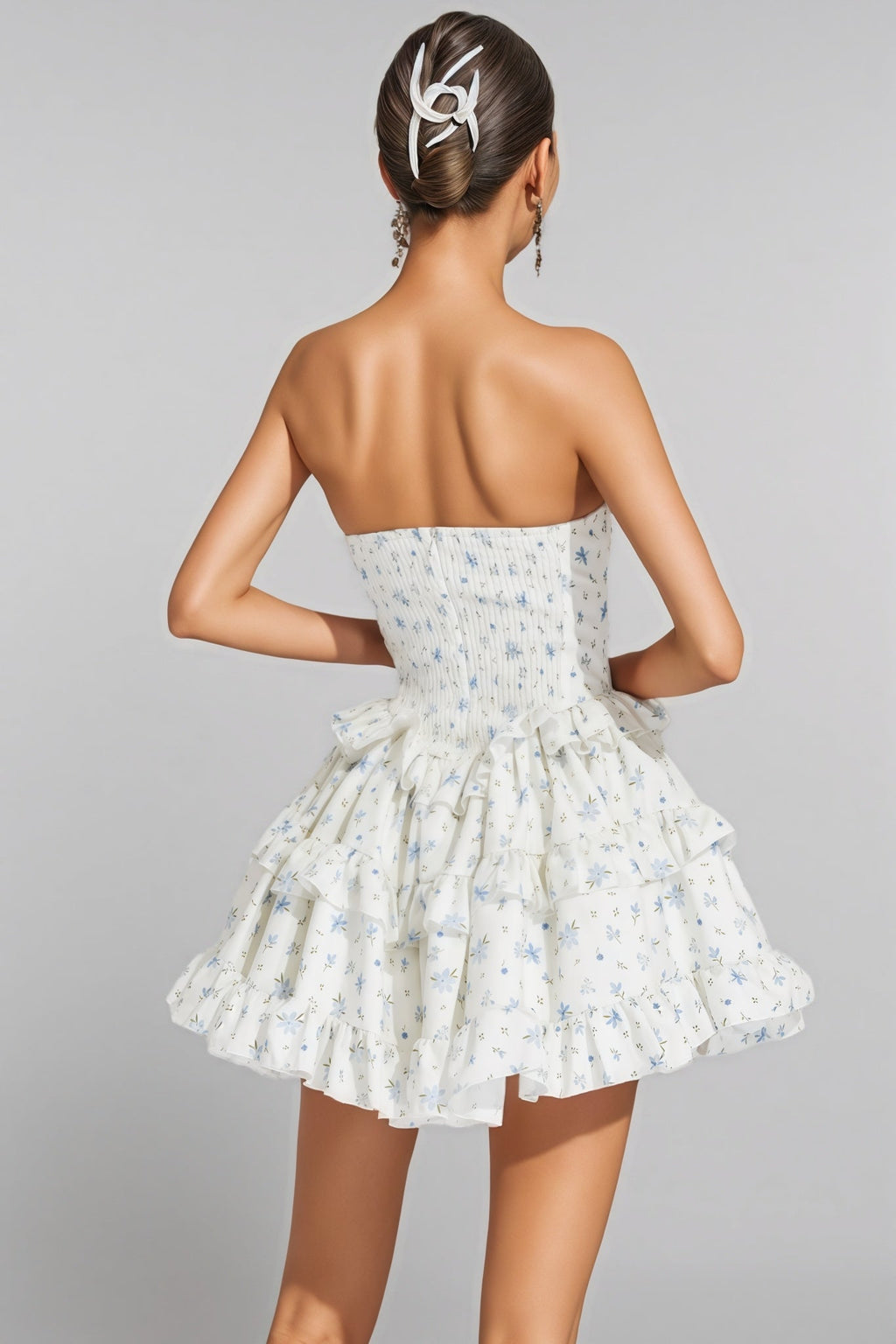 Helena White Floral Cake Tutu Mini Dress