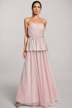 Xedand Pink Mesh Off Shoulder Maxi Dress