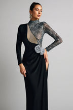 Gryixel Long Sleeve Leopard Flower Maxi Dress