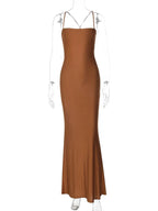 Elegant Backless Draped Bandage Sexy Maxi Party Dress