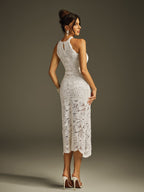 Halterneck Embroidered Midi Dress