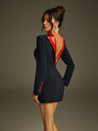 Folded Collar Backless Mini Dress
