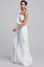 Erika Halter Cut-Out Ruffle Maxi Dress