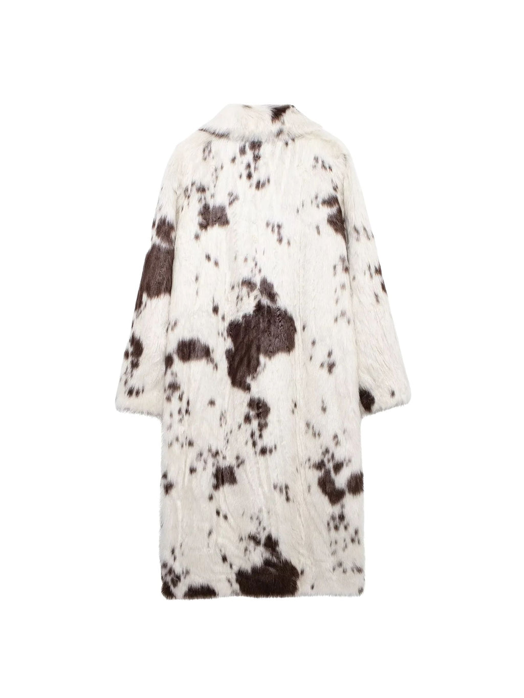 Sachi Cow Pattern Faux Fur Coat
