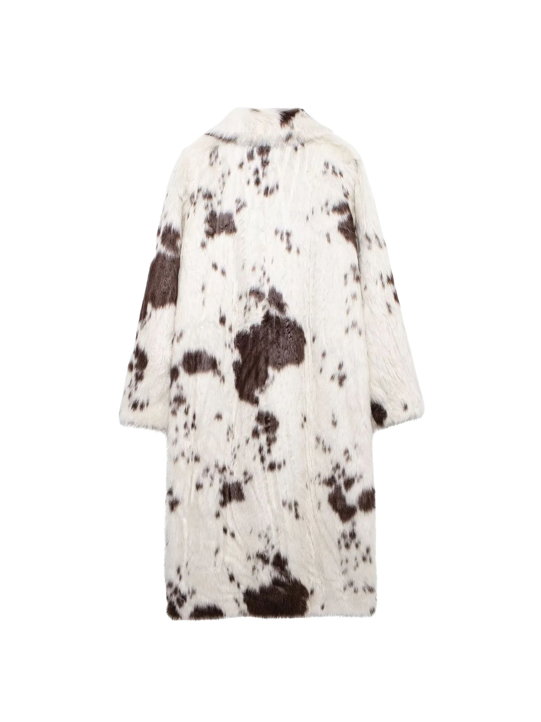 Sachi Cow Pattern Faux Fur Coat