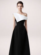 Classic Elegance Black And White Off-shoulder Dress