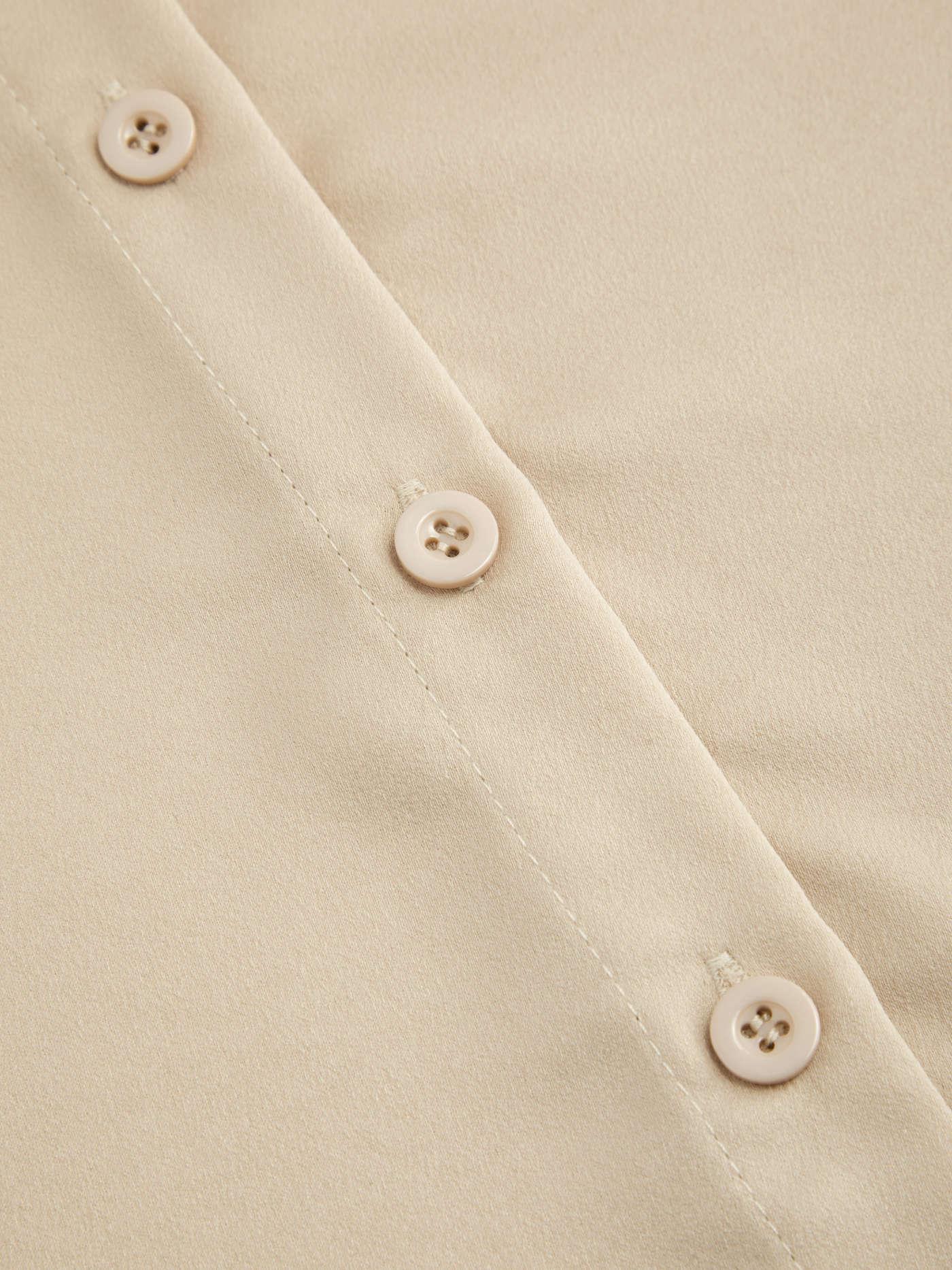 Collar Metal Hook Long Sleeve Blouse With Tie
