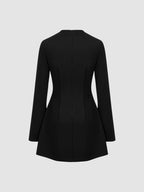 High Neck Solid Long Sleeve Mini Dress