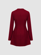 High Neck Solid Long Sleeve Mini Dress
