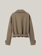 Belted Collar Wool Blend Coat