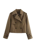 Lapel Double Breasted Versatile Short Trench Coat