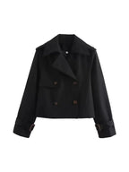 Lapel Double Breasted Versatile Short Trench Coat