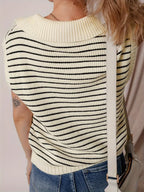 V-neck Basic Knitted Short Sleeve Casual All-matching Top