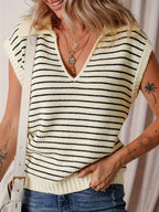 V-neck Basic Knitted Short Sleeve Casual All-matching Top