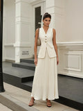 Elegant Style Mid-Waist Pleated Skirt