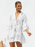 Casual Style Oversized Sun Print Short Dress
