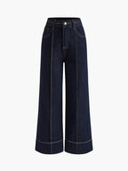 Elegant Style Wide Leg Denim Jeans
