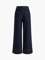 Elegant Style Wide Leg Denim Jeans