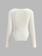 Elegant Sweetheart Long Sleeve Knit Top