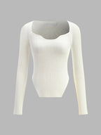Elegant Sweetheart Long Sleeve Knit Top