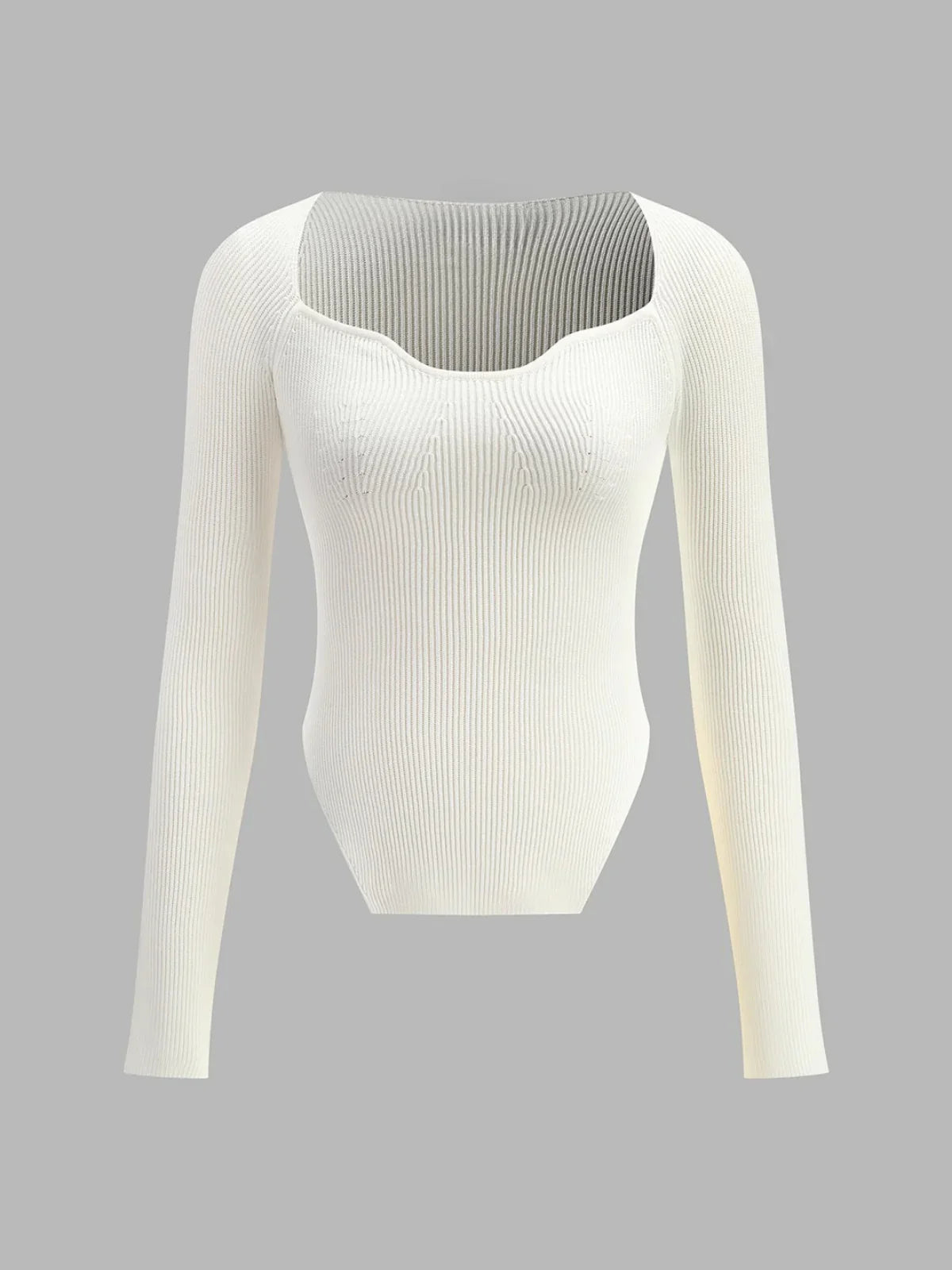 Elegant Sweetheart Long Sleeve Knit Top