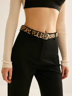 Vintage Style Leopard Printed Buckle Belt
