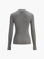 Oldmoney Style Ribbed Lapel Slim Cardigan