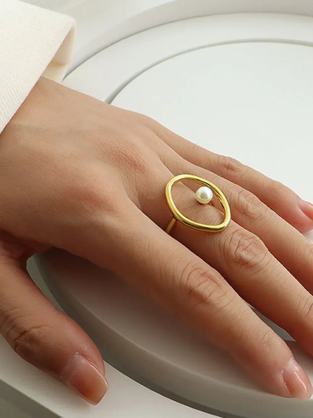 Halo Touch Freshwater Pearl Ring
