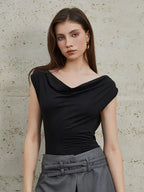 Casual Style Backless Lace-up Top