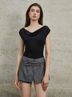 Casual Style Backless Lace-up Top