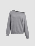 Knit Asymmetrical Neck Oversized Sweater