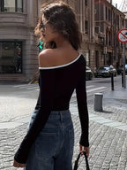 Always Elegant Off-shoulder Long-sleeved Top