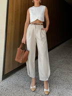 Oldmoney Style Pleated Cropped Pants