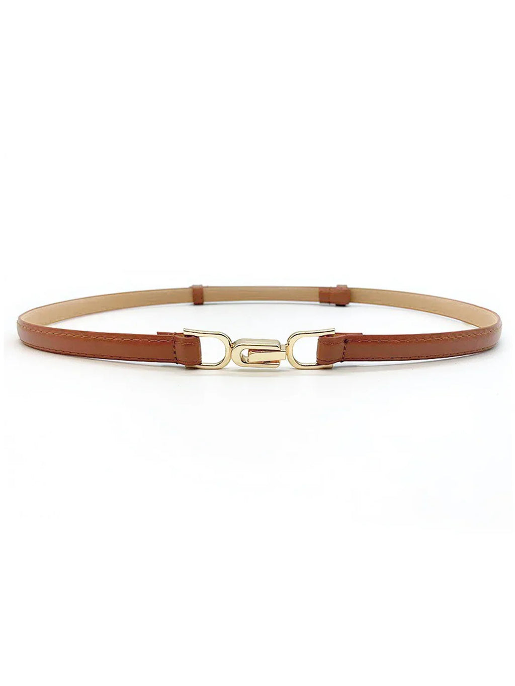Minimalist Black Waist Belt with Gold Chain-Link Detail