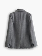 Wool Blend Oversized Pinstripe Lapel Blazer