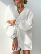 Solid Color Long-sleeved Pearl Oversized Cardigan
