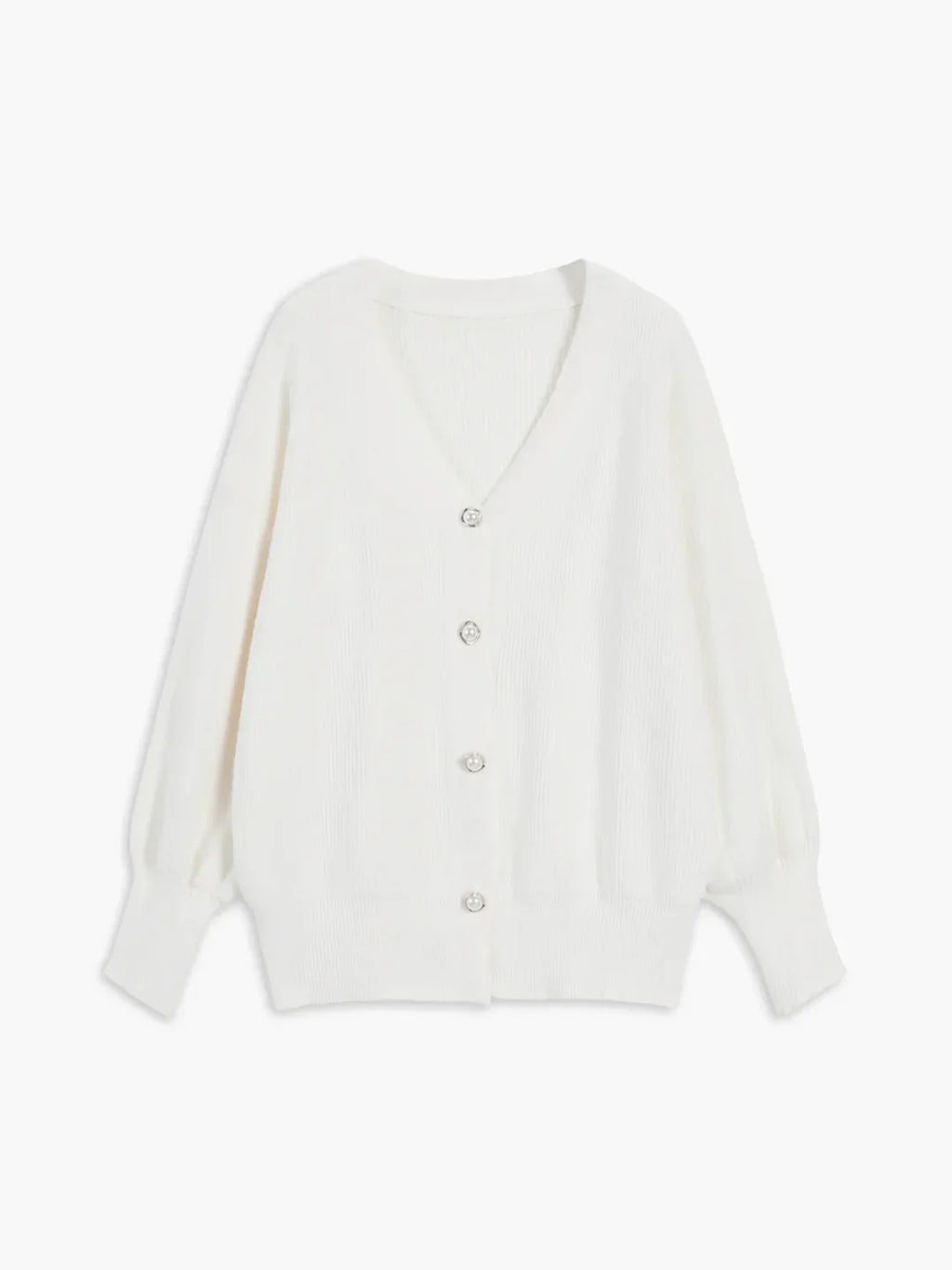 Solid Color Long-sleeved Pearl Oversized Cardigan