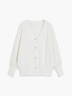 Solid Color Long-sleeved Pearl Oversized Cardigan