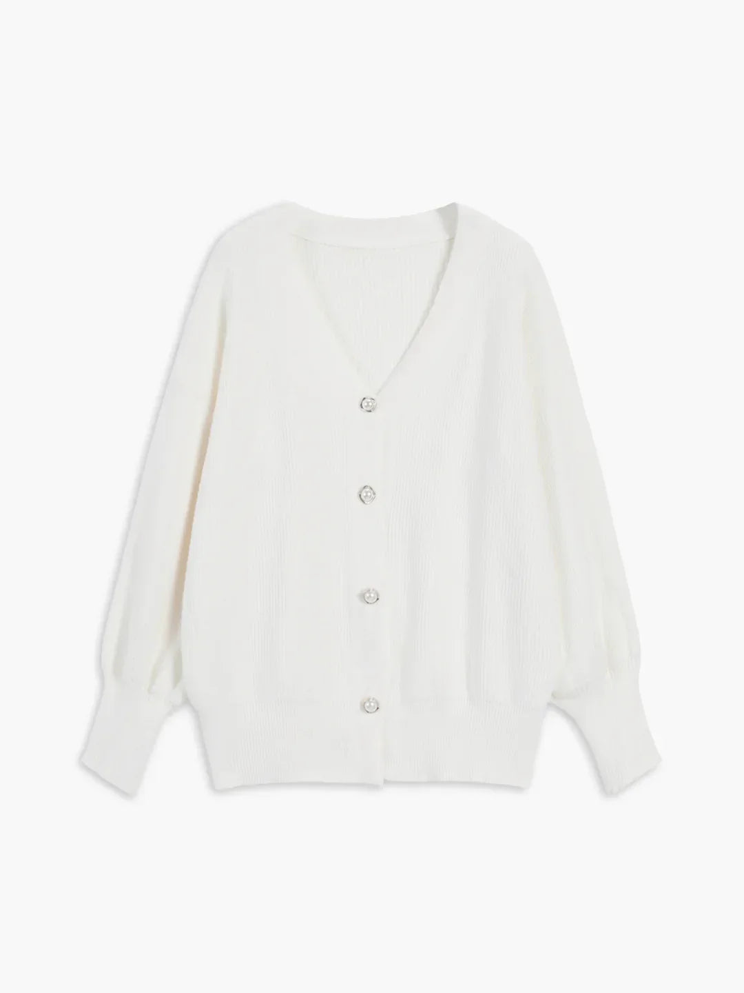 Solid Color Long-sleeved Pearl Oversized Cardigan