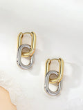 Lantern Ring Two-Tone Hoop Drop Earrings